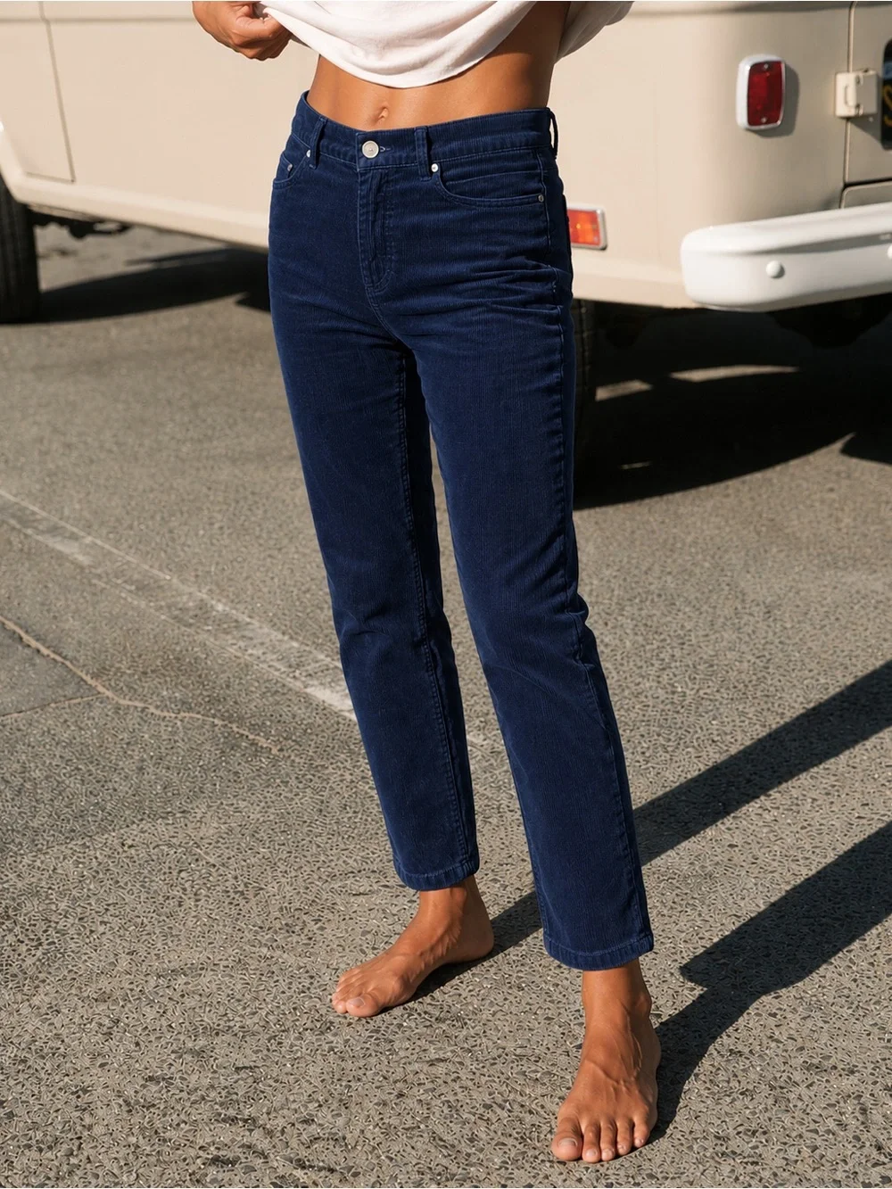 Brooks Brothers Navy Corduroy Pants US 4 Slim Straight Mid Rise Quiet Luxury - Picture 8 of 15